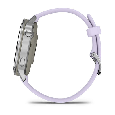 Garmin Venu 4 (41 mm) Lilac/Purple/Pink - Fashion/Sport Hybrid Smartwatch - Silver with Periwinkle Silicone Strap 