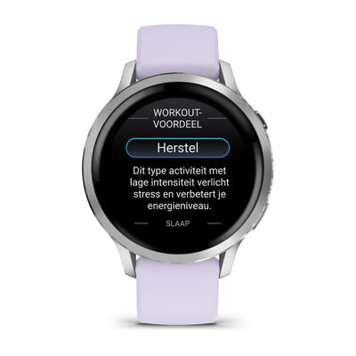 Garmin Venu 4 (41 mm) Lilac/Purple/Pink - Fashion/Sport Hybrid Smartwatch - Silver with Periwinkle Silicone Strap 