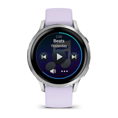 Garmin Venu 4 (41 mm) Lilac/Purple/Pink - Fashion/Sport Hybrid Smartwatch - Silver with Periwinkle Silicone Strap 
