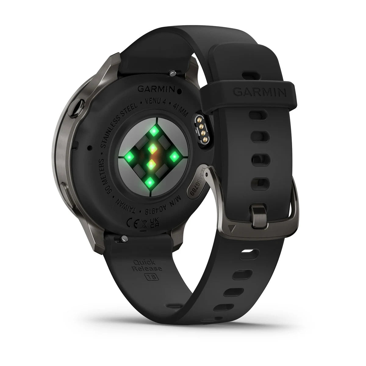 Garmin Venu 4 (41 mm) Schwarz – Modische/Sportliche Hybrid-Smartwatch – Schiefergrau mit schwarzem Silikonarmband 