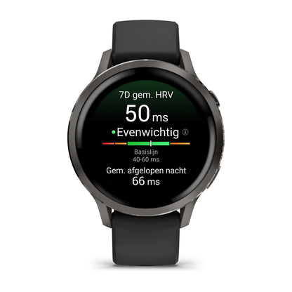 Garmin Venu 4 (41 mm) Schwarz – Modische/Sportliche Hybrid-Smartwatch – Schiefergrau mit schwarzem Silikonarmband 