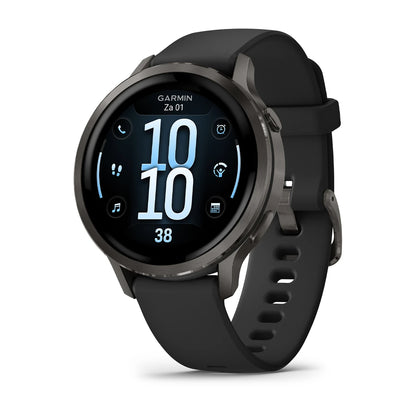 Garmin Venu 4 (41 mm) Schwarz – Modische/Sportliche Hybrid-Smartwatch – Schiefergrau mit schwarzem Silikonarmband 