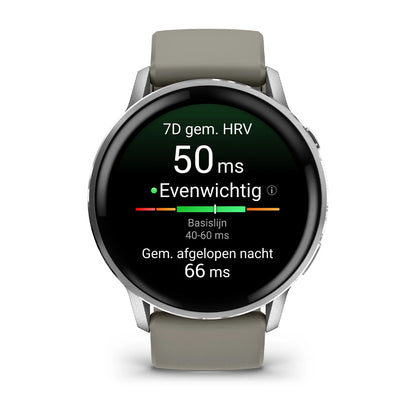 Garmin Venu 4 (45 mm) Schwarz – Modische/Sportliche Hybrid-Smartwatch – Silber mit silbergrauem Silikonarmband 