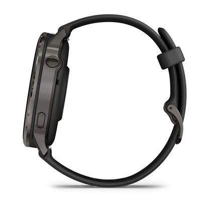 Garmin Venu 4 (45 mm) Schwarz – Modische/Sportliche Hybrid-Smartwatch – Schiefergrau mit schwarzem Silikonarmband 
