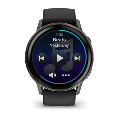 Garmin Venu 4 (45 mm) black - Fashion/Sport Hybrid Smartwatch - Slate with Black silicone strap 