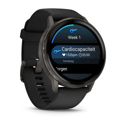 Garmin Venu 4 (45 mm) Schwarz – Modische/Sportliche Hybrid-Smartwatch – Schiefergrau mit schwarzem Silikonarmband 